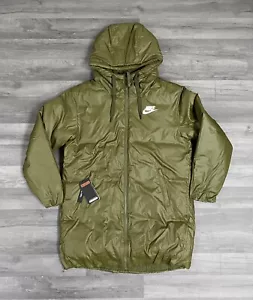 NIKE SPORTSWEAR COAT LONG SYNTHETIC WOMENS JACKET GREEN BIG SWOOSH SIZE LARGE - Picture 1 of 5