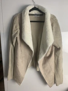 Oscar St Womens Suede/Wool Cardigan Size S Cream Preowned - Picture 1 of 4