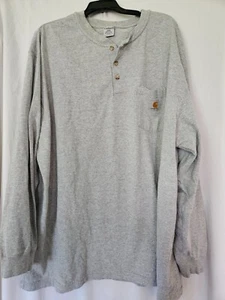 Carhartt T-Shirt Herren Erwachsene LARGE grau Henley Langarm Rundhals Tasche - Bild 1 von 6
