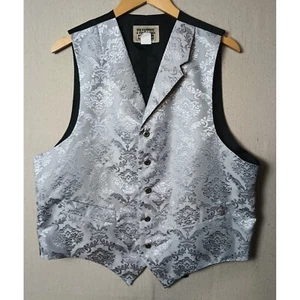 Frontier Classics Damask Vest Cowboy Western Satin Silver Gray Size Large - Picture 1 of 7