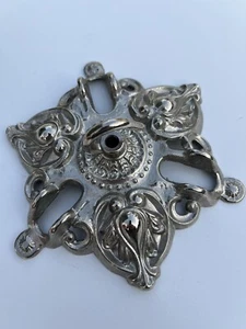 Antiker viktorianischer französischer Chrom auf Messing 6" Kronleuchter Deckenrosette Haken (CR401) - Bild 1 von 6