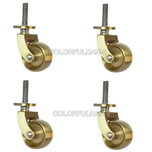 4PCS 1.25" Brass Caster Screw Plate Wheel Tea Cart Table Chair Furniture Castors - Picture 1 of 5