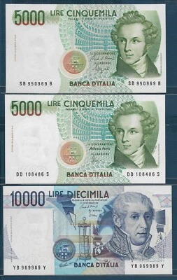 Italy 5000 10000 Lire 3Pcs Lot, 1985 1984, P 111b 111c 112a, UNC - Image 1 of 2