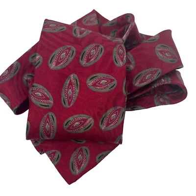 Corbata geométrica gris seda roja/gris Austin moda italiana 57" clásica Foto 1 de 4