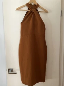 ZARA Brown Halter Dress With Keyhole Detail Size M - Picture 1 of 4