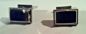Kenneth Cole of N.Y. Cuff Links silver & black brushed Silver plated Rectangle - Picture 1 of 4
