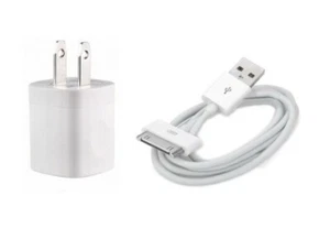 1-Set Home Wall AC Charger +30 pin Data Charging Cable for iPhone 3G 4 ipod Nano - Picture 1 of 1