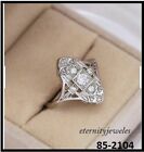 Elegant 2Ct Round Lab-Created Diamond Vintage Art Deco Ring 14K White Gold Over!