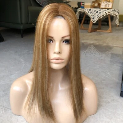 16" 9x10cm Mono Base Brown Highlighted European Human Virgin Hair Topper - Image 1 of 4