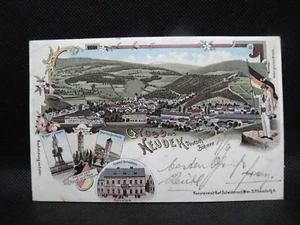 1899 Alte mehr Bild Litho AK Gruss aus NEUDEK Deutsch- Böhmen - Bild 1 von 2