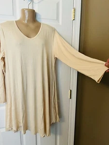 NEW Tandisk Women’s Long Sleeve Casual Loose T-Shirt Dress Beige - Picture 1 of 8