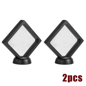 2pcs 3D Floating Coin Display Frame Holder Box Case Black Stand (2.1”) - Bild 1 von 12