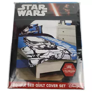Disney Star Wars Storm Trooper NEW Double Bed Quilt Cover Set Blue Black Retired - Picture 1 of 5