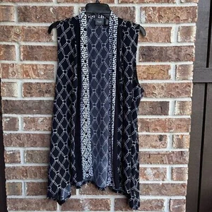 Chicos Travelers Vest Coverup Black White Open Front size 3 - Picture 1 of 6