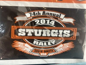 Sturgis 2014 74th Motorcycle Rally Eagle Wings Flag 3x5 USA MANCAVE - Picture 1 of 4