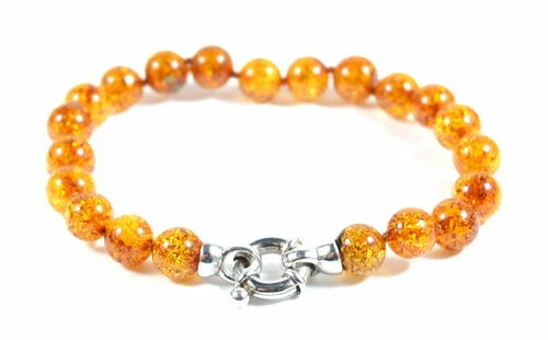 Bracciale in Ambra e chiusura in Argento 925 Made In Italy - Immagine 1 di 1