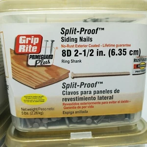 Primeguard Plus 5 Pfund 8d 2-1/2 Grip Rite Split Proof Abstellgleis Nagelring Schaft - Bild 1 von 8