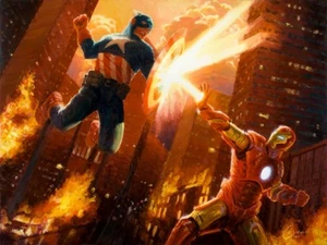 Captain America vs. Iron Man Civil War Comic Superhero Marvel Fine Art on Canvas - Picture 1 of 1