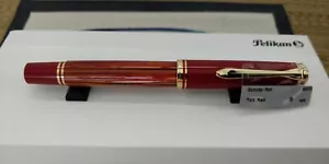 Pelikan M600 Tortoiseshell-Red Fountain Pen 2020 Special Edition 14K Gold B nib - Picture 1 of 8