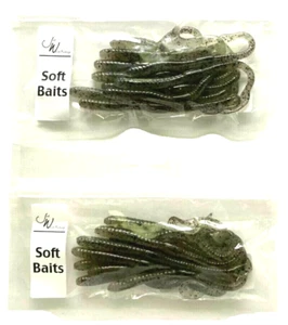 2 PACKS Jed Welsh 5 1/2" Curly Tail Worm Smoke Pepper Flake 10 Count Package - Picture 1 of 12
