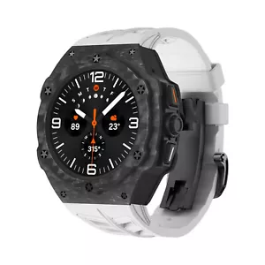 Carbon Fiber Case Protective Cover For Galaxy Watch Ultra 47mm FKM Band Strap - Picture 1 of 21