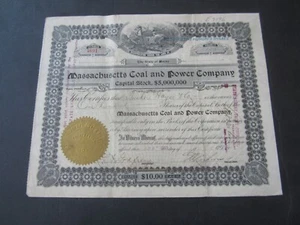 1910 - MASSACHUSETTS COAL and POWER COMPANY - Aktienzertifikat - MAINE - Bild 1 von 1