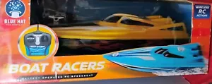 Blue Hat Boat Racers Remote Control Yellow RC Dual Propeller Speedboat NEW NIB - Picture 1 of 4