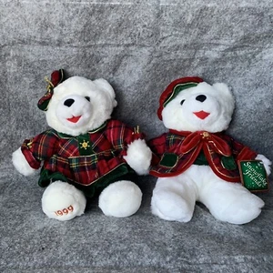 DanDee 1999 Snowflake Teddy Bears Stuffed Plush Christmas Hat and Bow - Picture 1 of 7