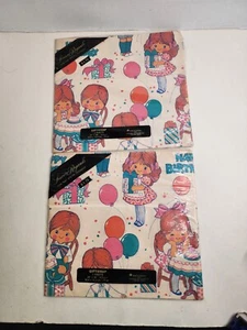 Vintage Birthday Party Wrapping Paper Gift Wrap Sheets Boy Girl Child - Picture 1 of 9