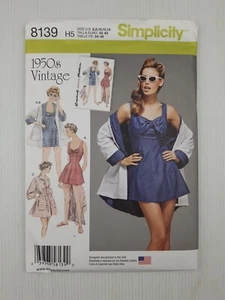 Simplicity Sewing Pattern 8139 Women's Bathing Dress Beach Coat 1950s Size 6-14 - Picture 1 of 2