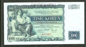 1934 CZECHOSLOVAKIA 1000 KORUN SPECIMEN ~ P-26s ~ SPECIMEN ~ CHOICE UNCIRCULATED - Picture 1 of 2