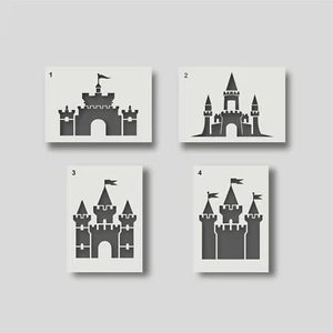 Castle stencils - Reusable castle stencils for wall art, home décor, painting. - Picture 1 of 7