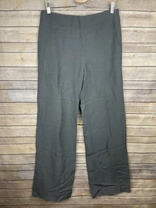 DONNA KARAN New York Size 6 Viscose Linen Wide Leg Pants Side Zip Italy Gray - Picture 1 of 11