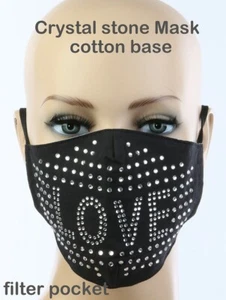LOVE CRYSTAL STONE ADULT SIZE MASK WASHABLE 1 FILTER INCLUDED - Picture 1 of 5