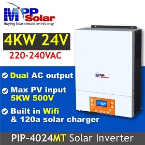 MPP Inverter Solare 4000w 230v 24v Doppia Uscita AC Ingresso FV 500V 120A MPPT WIFI - Foto 1 di 9