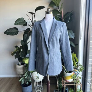 Banana Republic Long And Lean Blazer One Button Blue Linen Look Size 10 NWOT - Picture 1 of 14