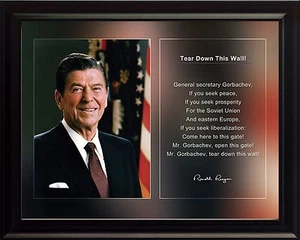 Ronald Reagan Photo Picture, Poster or Framed Famous Quote "Tear Down This.." - Picture 1 of 16