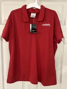 Nike Shirt Mens XL Red Golf Polo Short Sleeve Dri-Fit Logo Wisconsin Health - Picture 1 of 5