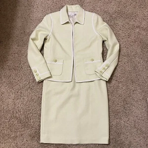 WORTH NEW YORK Knit Skirt Suit PALE GREEN Made in USA Elegant - Sz 6 Excellent! - Picture 1 of 24