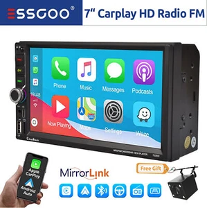 7" Car Stereo Radio Apple CarPlay/Android Auto SAT NAV MP5 Player USB 2DIN +Cam - Picture 1 of 15
