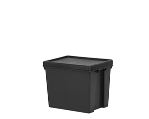 24L Heavy Duty Storage Boxes with Lids Recycled Plastic Containers - Black - Picture 1 of 14