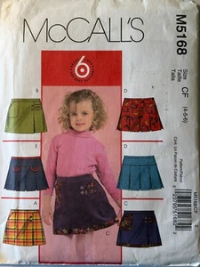 New Uncut FF Size 4-6 Toddlers & Children's Skirts Sewing Pattern, McCall's 5168 - Picture 1 of 2