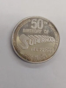 1988 DC Comics Man of Steel 1oz 999 Fine Silver 50th Birthday of Superman by AMC - Picture 1 of 4
