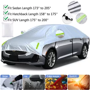 173"-205'' Half Car Covers All Weather Protection Fit For Sedan Hatchback SUV US - Picture 1 of 18