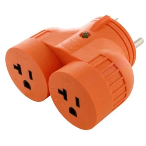 30A 125V NEMA TT-30 Male Plug to 2 20A 125V NEMA 5-20 Female Connectors Adapter - Picture 1 of 7