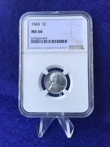 1943 STEEL LINCOLN CENT 1c WHEAT PENNY *NGC MS66 GEM BRILLIANT UNC* LUSTEROUS - Picture 1 of 4