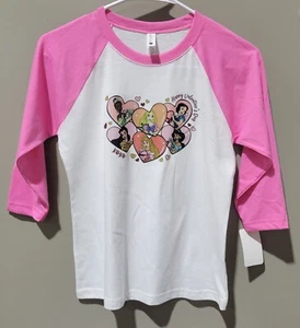 Disney Princess Youth Medium 7/8 Pink 3/4 Raglan Sleeve Valentine's Day Tee - Picture 1 of 6