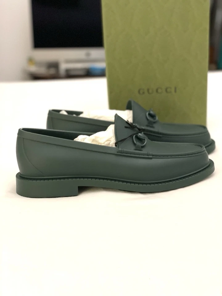Mocassim de Borracha Esmaltado Masculino Gucci Horsebit Vintage Verde Gucci Tamanho 12 - Imagem 1 de 4
