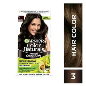 2 X Garnier Color Naturals Shade 3 – Darkest Brown Hair Color Kit 70ml + 60g - Picture 1 of 9
