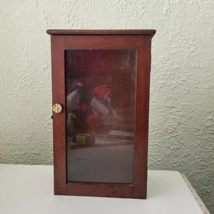 Vintage Solid Wood Small Curio Display Cabinet Glass Door 13.5x5x7.5" - Picture 1 of 11